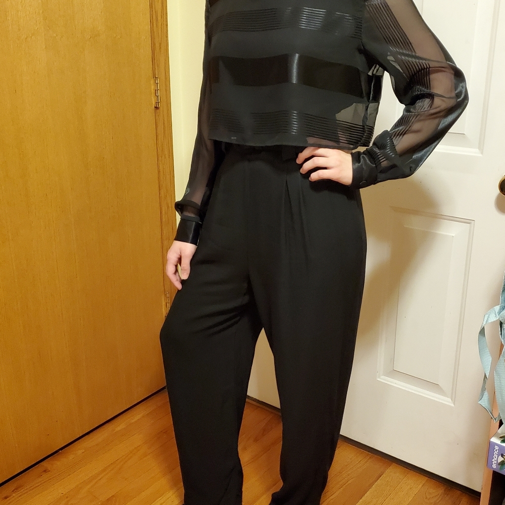 Menu vtg 10 (S) black 80s formal jumpsuit